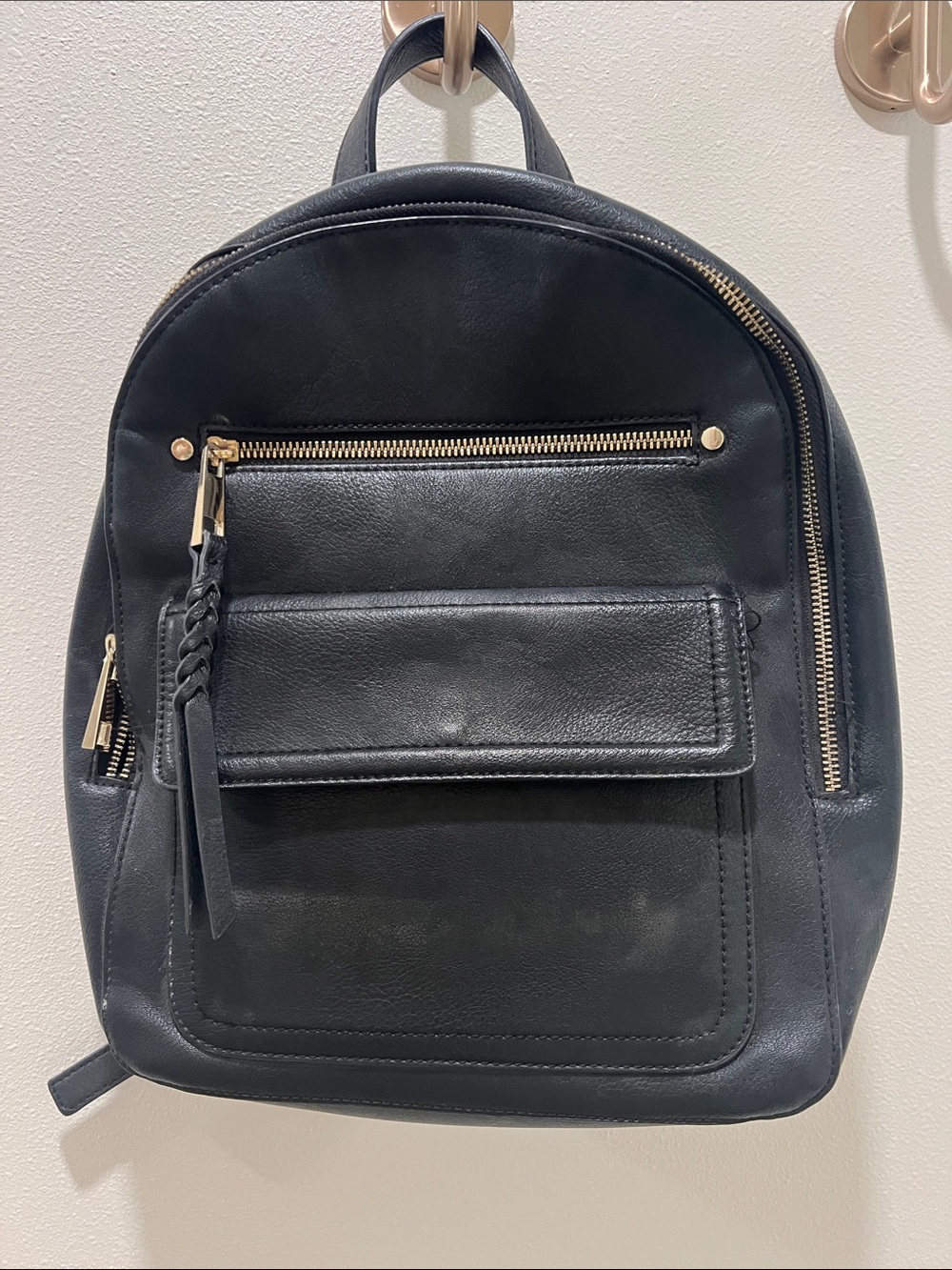 GAP Black Leather Mini Backpack - Sleek Everyday Bag